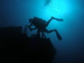 Silhouette wreck diver
