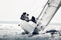 Silhouette of yacht in rough sea during regatta competition Royalty Free Stock Photo