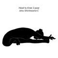 Silhouette of yoga pose Janu Shirshasana C.