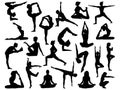 Set of Yoga Poses silhouette vector art