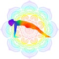 Silhouette yoga posture. Upward Plank pose or Reverse Plank pose or Purvottanasana. Mandala