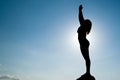 Silhouette of Yoga at summit Royalty Free Stock Photo