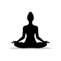 Silhouette of yoga woman in lotus position. isolated on white background Royalty Free Stock Photo