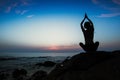 Silhouette of yoga woman in Lotus position Royalty Free Stock Photo