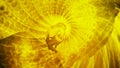 Silhouette of a yogi in a lotus asana on the background of a rotating yellow background. Animation. Concept of golden