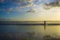 Silhouette of young Asian sport runner woman in running workout Royalty Free Stock Photo