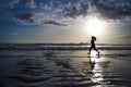 Silhouette of young Asian sport runner woman in running workout Royalty Free Stock Photo