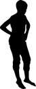 Silhouette of a young barefoot boy standing Royalty Free Stock Photo