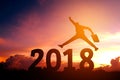 Silhouette young business man Happy for 2018 new year Royalty Free Stock Photo