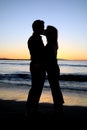 Silhouette of a young couple k Royalty Free Stock Photo