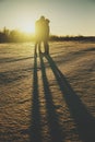 Silhouette of a young couple kissing in the sunset people Royalty Free Stock Photo