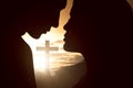 Silhouette of young couple looking at each other with christian Royalty Free Stock Photo