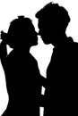 Silhouette young couple in love Royalty Free Stock Photo