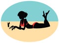 Silhouette of a young girl on the beach