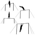 Gymnast on the high bar silhouette Royalty Free Stock Photo