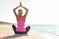 Silhouette of young healthy and fit woman practicing yoga Royalty Free Stock Photo