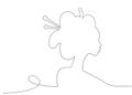 Silhouette of young Japanese girl an ancient hairstyle. Black Line art style design. Geisha, maiko, princess. Traditional woman