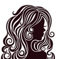 Silhouette of a young lady with luxurious hair