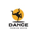 Silhouette young man battle dance vintage logo