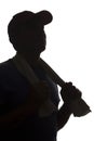 Silhouette young man with towel on his neck - isolated, sport Royalty Free Stock Photo