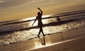 Silhouette young woman on beach Royalty Free Stock Photo