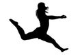 Silhouette Young Woman Jumping 2 Royalty Free Stock Photo