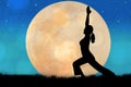 Silhouette young woman practicing yoga Royalty Free Stock Photo