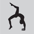 Silhouette young woman practicing yoga. Girl pilates. Vector on abstract background