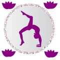 Silhouette young woman practicing yoga. Girl pilates. Vector on abstract background