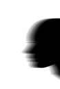 Silhouette of a young woman`s head in profile, with gradient from black to white in percentage steps, as a concept of feminism,
