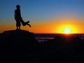 Silhouette of young woman standing on the beach Royalty Free Stock Photo