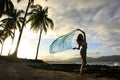 Silhouette of young woman standing at Las Galeras beach Royalty Free Stock Photo