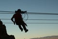 Silhouette of a zipline over Bootleg Canyon, Boulder City