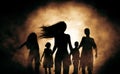 Silhouette Zombie horde in the dark
