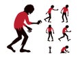 Silhouette zombie with red shirt full body difference action in collection