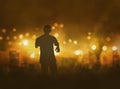 Silhouette of zombie with scary red eyes walking Royalty Free Stock Photo