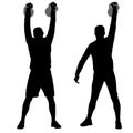 Silhouette a muscular man holding kettle bell