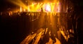 Silhouetted backlit Crowd at the night musical show Royalty Free Stock Photo