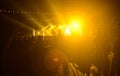 Silhouetted backlit Crowd at the night musical show Royalty Free Stock Photo