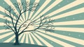 Silhouetted bare tree against sunburst, symbolizing resilience, vector design Generative AI Royalty Free Stock Photo