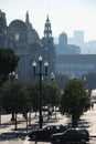 Silhouetted buildings in Liberdade Square. Porto. Portugal