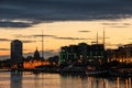 Silhouetted buildings over the Liffey. Dubln. Ireland Royalty Free Stock Photo
