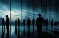 silhouetted business people in the office building Royalty Free Stock Photo