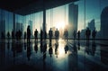 silhouetted business people in the office building Royalty Free Stock Photo