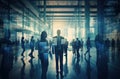 silhouetted business people in the office building Royalty Free Stock Photo
