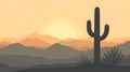 Silhouetted cactus against a serene sunset. Royalty Free Stock Photo