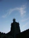 Silhouetted church against blue sky Royalty Free Stock Photo