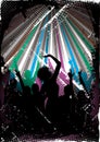 Silhouetted clubbers dancing Royalty Free Stock Photo