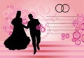 Silhouetted couple on pink Royalty Free Stock Photo