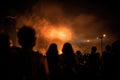 Crowd Watching Fireworks Display Royalty Free Stock Photo